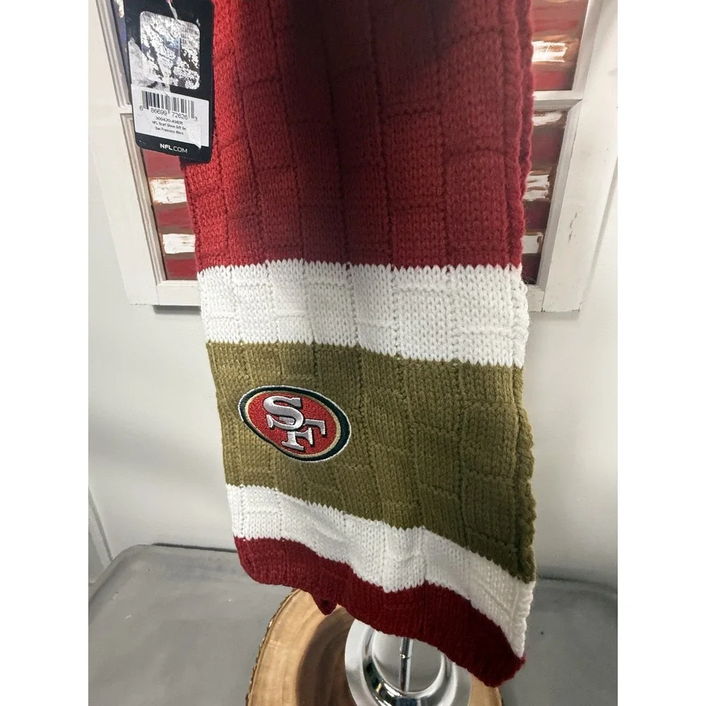 NFL San‎ Francisco 49ers Scarf Glove Set Unisex OS Red Gold Knit